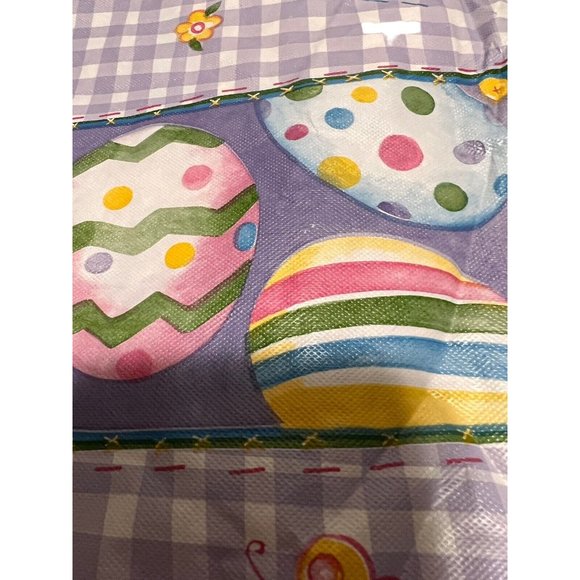 Easter Egg Bunny Chick Tulip Vinyl Tablecloth Table Covering 68" x 52" - Picture 3 of 7